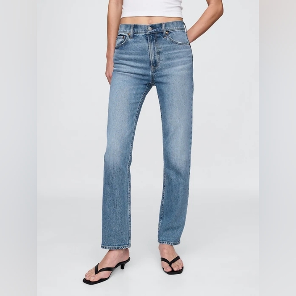 Gap Curvy '90s Straight High Rise In Medium Indigo Wash Size 27/4R